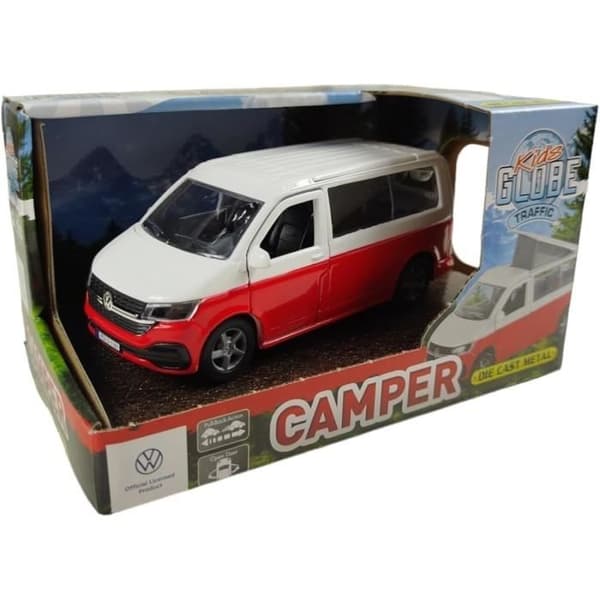 Leksak - Kids Globe - VW Transporter - Campingbil - 13,5 cm - Die-Cast-Pull-Back mekanism
