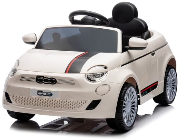 Batteridriven Bil FIAT 500 Elektro Åkbil med Fjärrkontroll Elfenbensvit