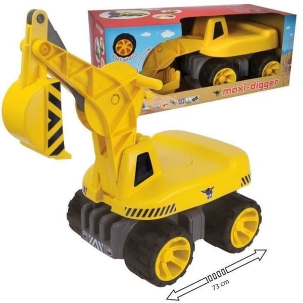 Miniatyrfordon - SMOBY - BIG MAXI Grävmaskin - Ledad arm - Tysta hjul - Gul
