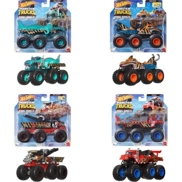 Bil - Hot Wheels - Monster Trucks - Assortiment 1/64 - Multikolor - 6 hjul