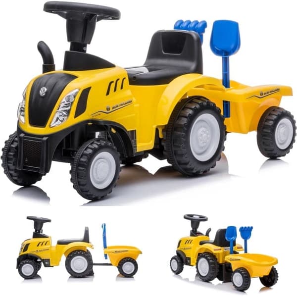 Gåtraktor med Släpvagn för Barns Första Födelsedag New Holland Gul