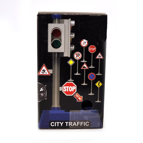Trafiklys med trafikskilte + lys og lyde