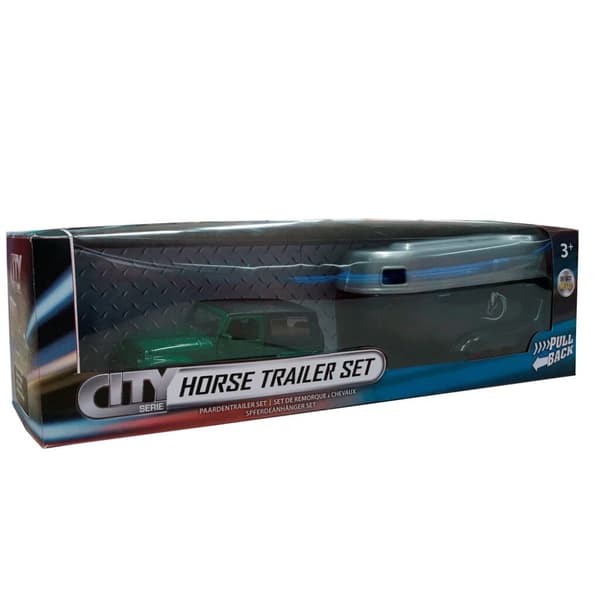 City Die-Cast Jeep med Heste Trailer Grøn/Sort