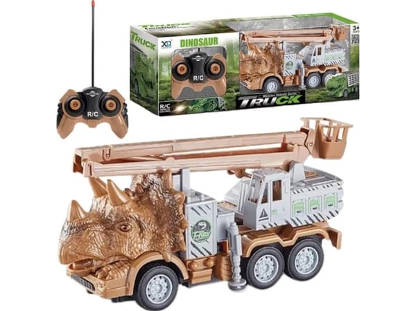 BIL LASTBIL FJÄRRKONTROLL DINOSAURIE MUSIK KORG FJÄRRKONTROLL RC BRANDKÅR