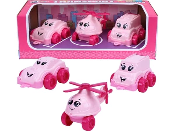 Vaaleanpunainen Auto Kit Ajoneuvot Mini Helikopteri Minibussi Söpö Smileys