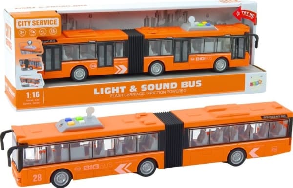 LeanToys Leddet bybuss 1:16 Kjørelys Lyder Kjør oransje