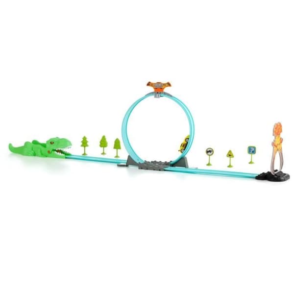 Dinosaurieracingbana REX Track - MOLTO - Leksaksbilsbana med looping - Grön och Blå - Barn
