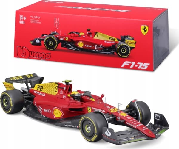 BBURAGO Ferrari F1-75, Sportsbil, Montert på forhånd, 1:24, Ferrari F1-75, Alle kjønn, Metall, Plast