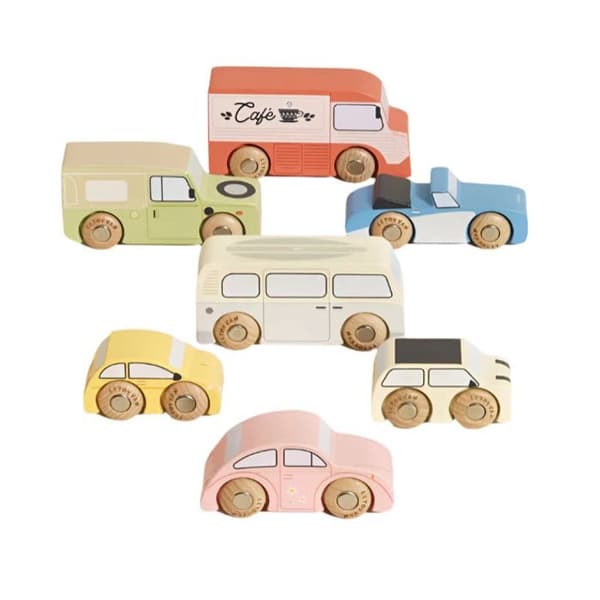 Minidräktfordon i trä - Le Toy Van - Vintage bilar set - 7 fordon - FSC-certifierade - Retro