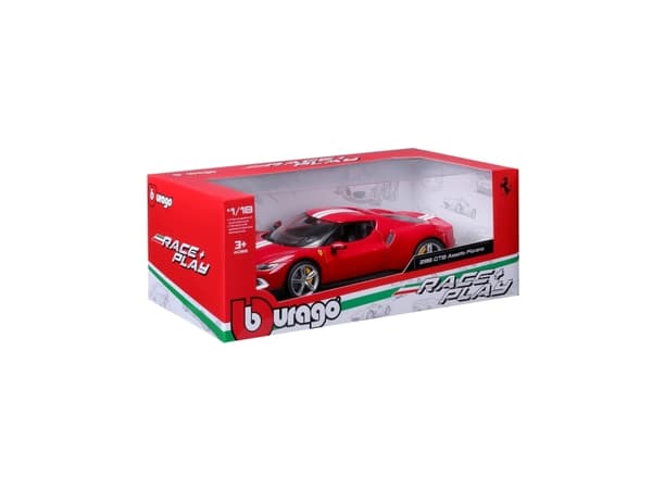 BBURAGO Ferrari 296 GTB, Modellsuperbil, Förmonterad, 1:18, Ferrari 296 GTB Assetto Fiorano, Alla, Metall, Plast