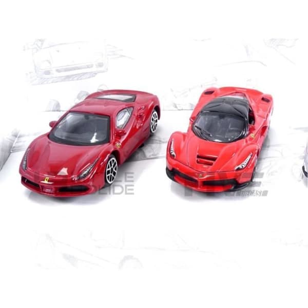 Samlarbil i miniatyr - BBURAGO 1/64 - FERRARI 488 GTB - Enzo - 488 Pista - F-12 - La Ferrari - Röd / Silver - BU56125