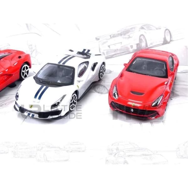 Samlarbil i miniatyr - BBURAGO 1/64 - FERRARI 488 GTB - Enzo - 488 Pista - F-12 - La Ferrari - Röd / Silver - BU56125