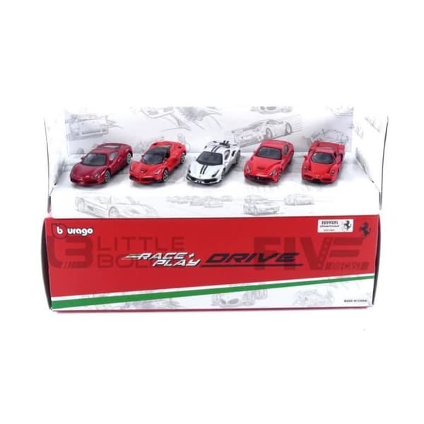Samlarbil i miniatyr - BBURAGO 1/64 - FERRARI 488 GTB - Enzo - 488 Pista - F-12 - La Ferrari - Röd / Silver - BU56125