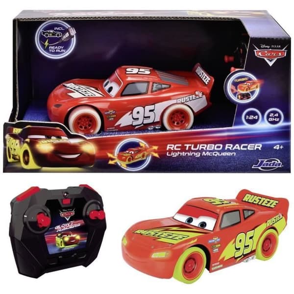 JADA TOYS Cars Glow Racers Lightning McQueen RC Car 1:24 - Vit - Elektrisk nybörjare