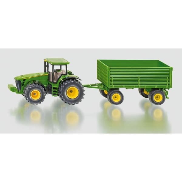 John Deere traktor med släp - SIKU - Skala 1/50 - Metall och plast