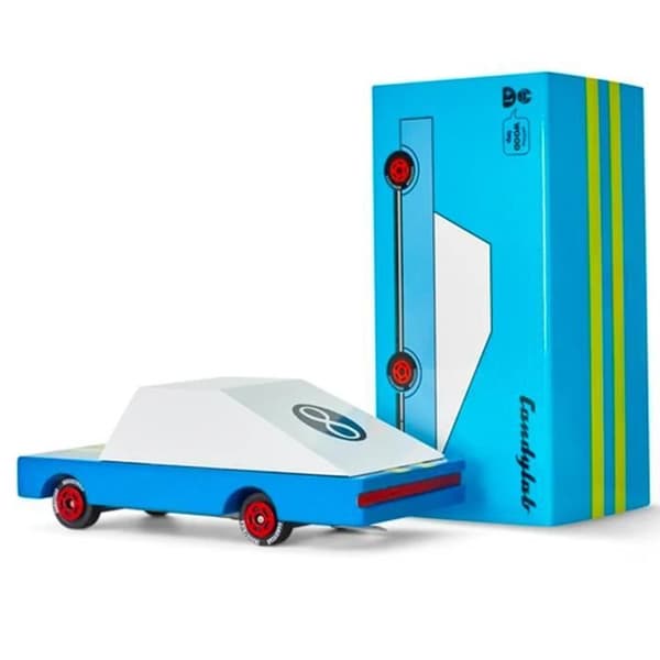 Liten träbil Candylab Candycar - Blue Racer - För barn och vuxna