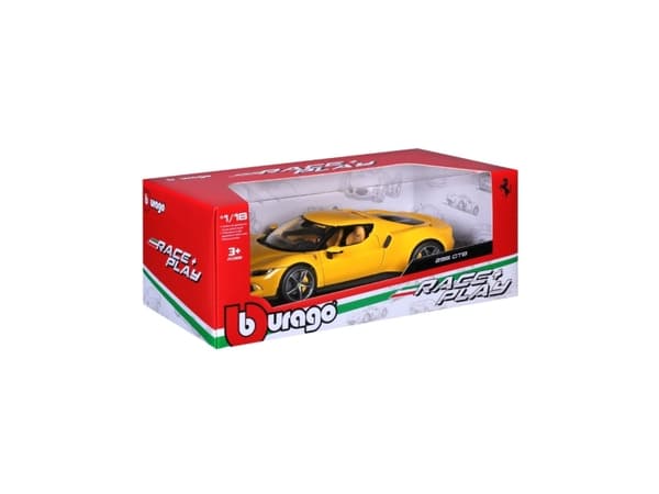 BBURAGO Ferrari 296 GTB, Modellsuperbil, Förmonterad, 1:18, Ferrari 296 GTB, Alla, Metall, Plast