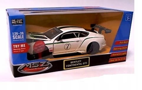 Bil Bentley Metal Lys Lyd Skala 1:32