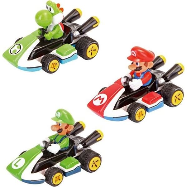 Pull & Speed - Miniatyrbil - CARRERA - Mario Kart™ - Pakke med 3 - Skala 1:43 - Från 4 år