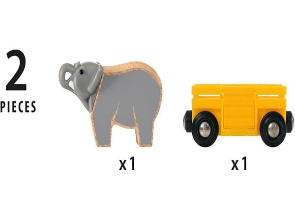 BRIO - 33969 - VAGON OCH ELEFANT - Blandat - Gul - Flerfärgad