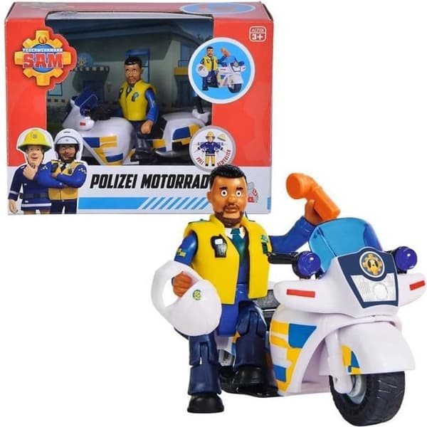Brandman Sam polismotorcykel med Malcolm figur