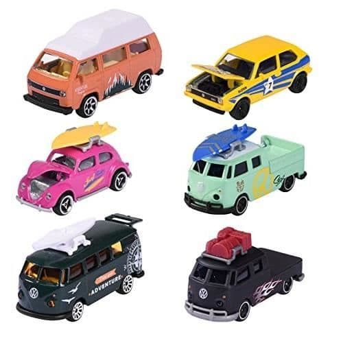 Leksak - MAJORETTE - VW Bubbla, VW Golf MK1, VW T1, VW T3 - Metallchassi, fjädring, unik design