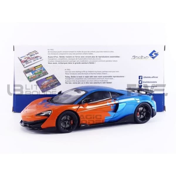 Samlarbil i miniatyr - SOLIDO - MCLAREN 600LT F1 Team Tribute - Blå / Orange - 18/1 - 2019