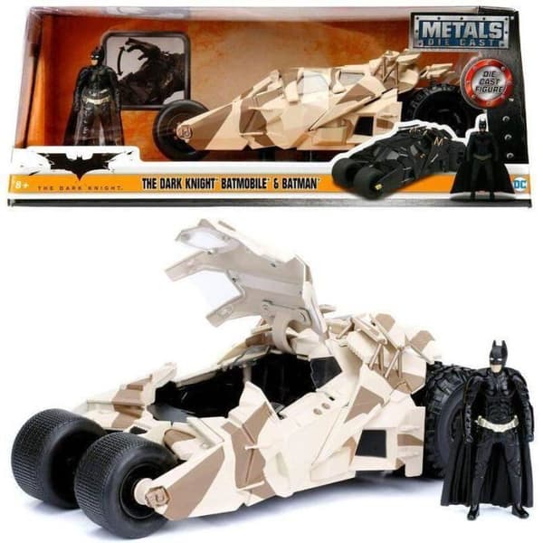 Leksak - Ocio Stock - The Dark Knight Batmovil kamouflagebil i metall + statyett - Svart - Från 8 år - 1:24