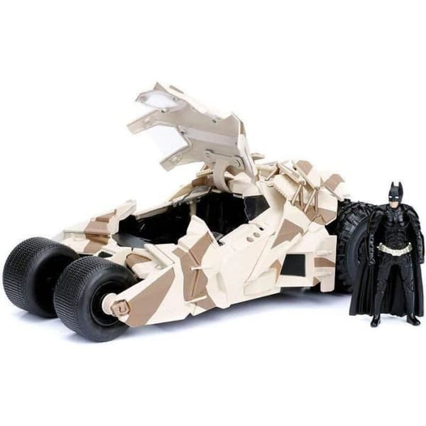 Leksak - Ocio Stock - The Dark Knight Batmovil kamouflagebil i metall + statyett - Svart - Från 8 år - 1:24