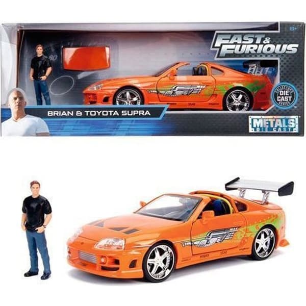 Gjuten metall replika - JADA TOYS - 1995 TOYOTA SUPRA - Skala 1/24 - Orange färg - Blandat