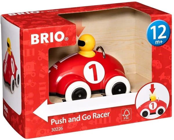 Red Push &amp; Go racerbil - BRIO - 30226 - Retro-friktionssystem - Leksak för tidig ålder