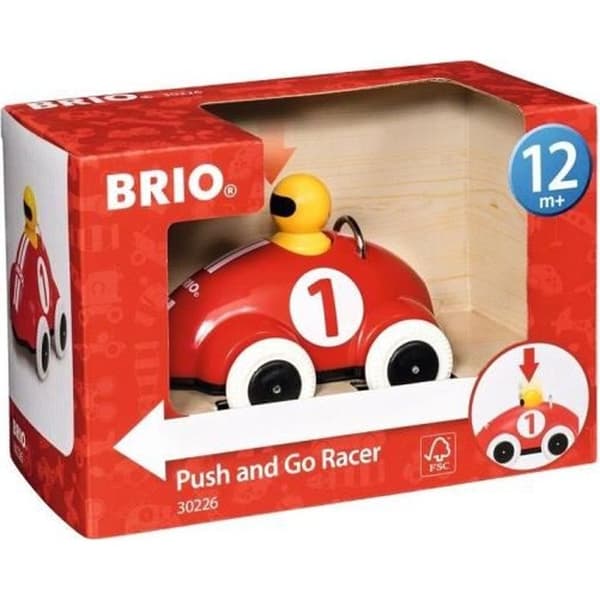 Red Push &amp; Go racerbil - BRIO - 30226 - Retro-friktionssystem - Leksak för tidig ålder