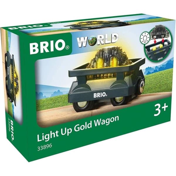 BRIO - 33896 - LIGHT-UP WAGON LASTAD MED GULD - Leksakståg för barn