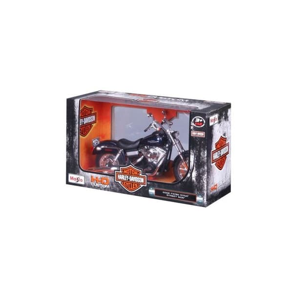 Miniatyrmotorcykel - Maisto - Harley-Davidson FXDBI Dyna Street Bob 2006 - Skala 1:12 - Färg BLÅ - För vuxna