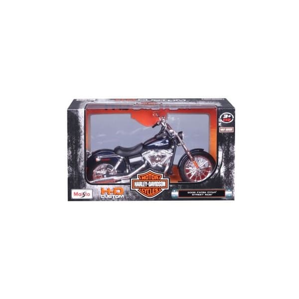Miniatyrmotorcykel - Maisto - Harley-Davidson FXDBI Dyna Street Bob 2006 - Skala 1:12 - Färg BLÅ - För vuxna