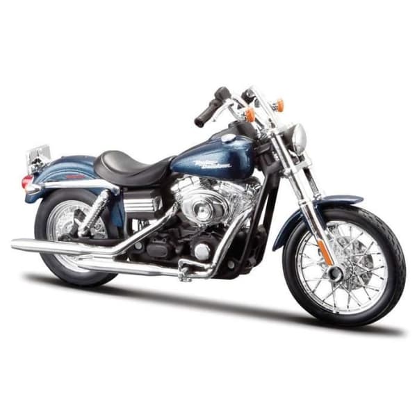 Miniatyrmotorcykel - Maisto - Harley-Davidson FXDBI Dyna Street Bob 2006 - Skala 1:12 - Färg BLÅ - För vuxna