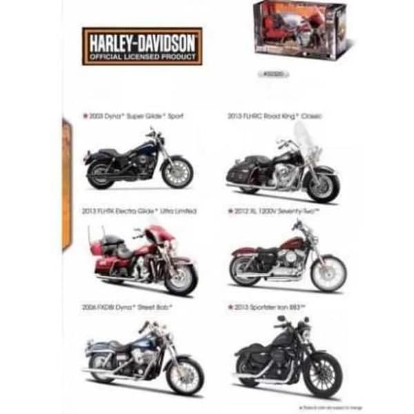 Miniatyrmotorcykel - Maisto - Harley-Davidson FXDBI Dyna Street Bob 2006 - Skala 1:12 - Färg BLÅ - För vuxna