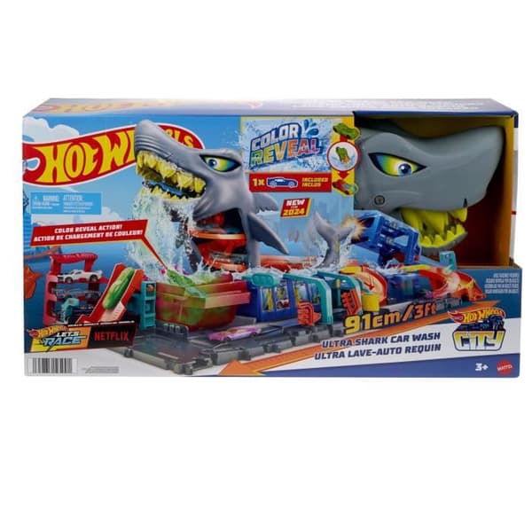 Hot Wheels City-Shark Car Wash-Color Reveal Car Set HTN82