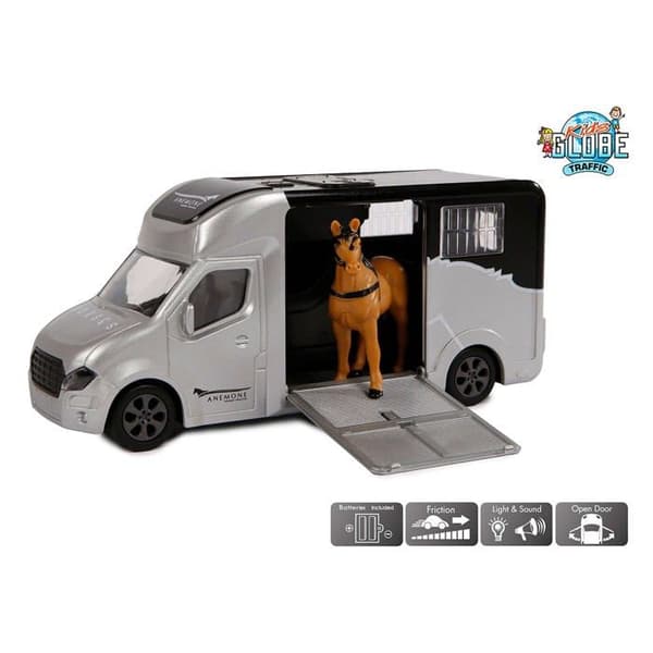 Van Manen - 510211 - Anemone Die Cast Transporter i rosa (med ljus - ljud, 1 häst, inklusive batteri)