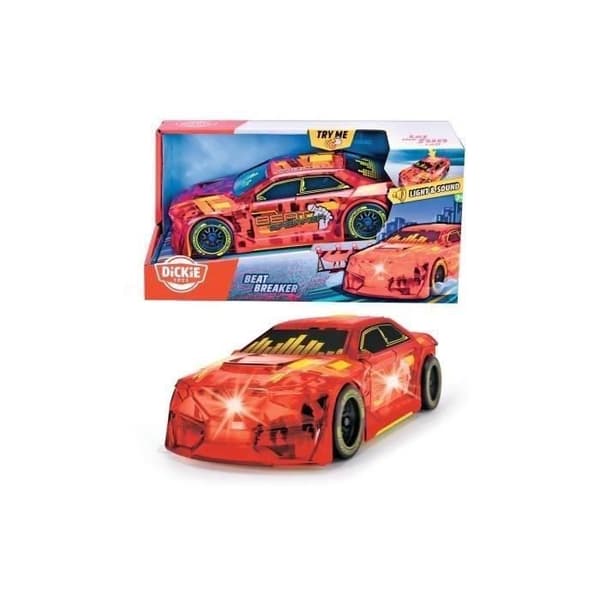 Dickie - Light Streak Beat Rush 20cm - Retro-friktionsfordon med ljud- och ljusfunktioner