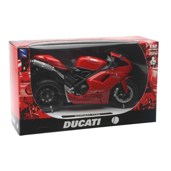Miniatyr - NEW RAY - Ducati 1198 Motorcykel - Röd - Skala 1/12