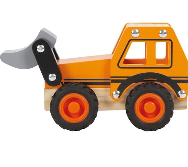 Träleksak - Small foot company - Orange grävmaskin - 100% FSC - Gummihjul - För spädbarn 12 månader+