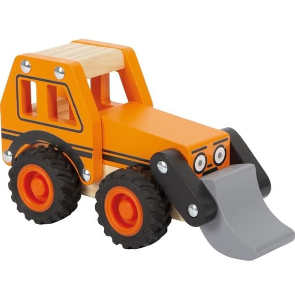 Träleksak - Small foot company - Orange grävmaskin - 100% FSC - Gummihjul - För spädbarn 12 månader+