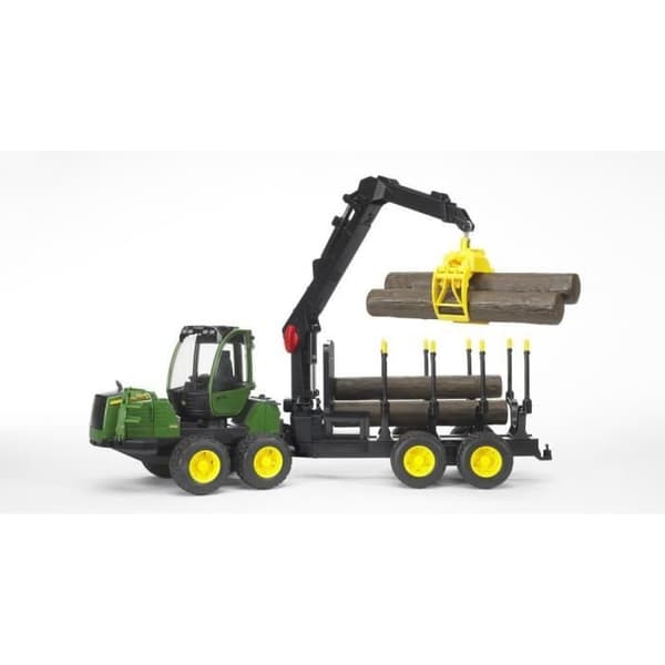 BRUDER - 2133 - JOHN DEERE 1210E skogsskotare med lastare, skogsvagn och stockar - Skala 1:16