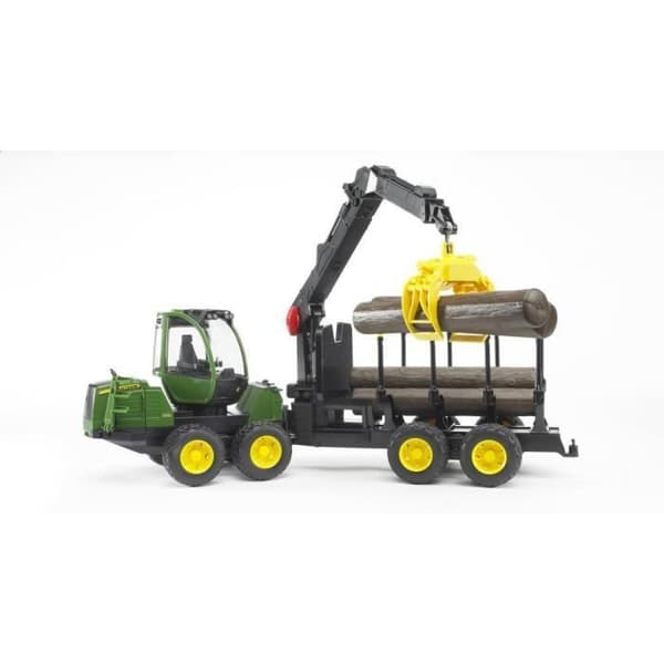 BRUDER - 2133 - JOHN DEERE 1210E skogsskotare med lastare, skogsvagn och stockar - Skala 1:16