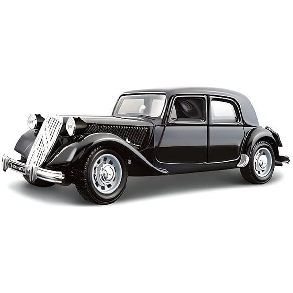 Modellbil - BBURAGO - Citroen Traction 15 CV 1938 - Metall - Skala 1/24 - Svart/Röd
