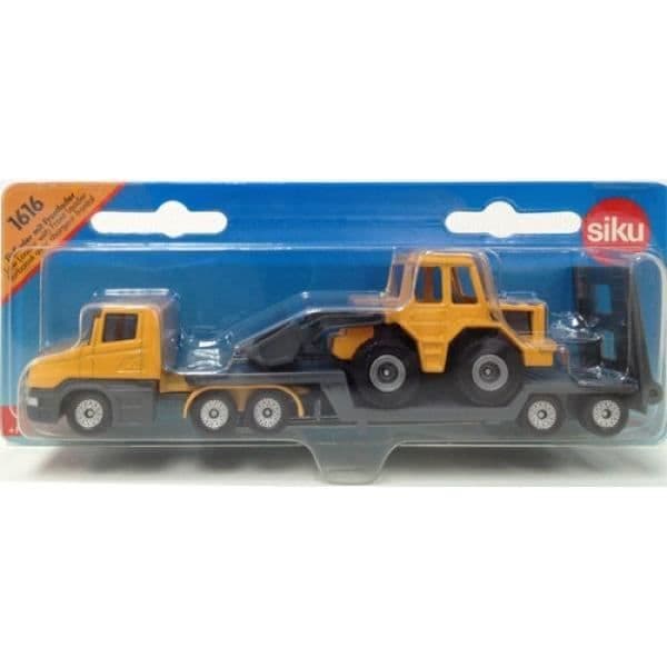 SIKU lågbäddsbil med frontlastare 1/64:e - miniatyrfordon