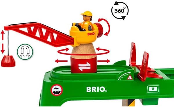 BRIO - Dubbelspårig lastkran - Tillbehör för tågbana i trä - Blandat från 3 år