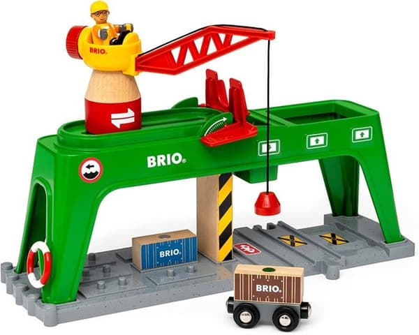 BRIO - Dubbelspårig lastkran - Tillbehör för tågbana i trä - Blandat från 3 år