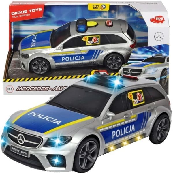Mercedes AMG E43 Polisbil - DICKIE TOYS - Dickie Go Real - Vit - Leksak för barn från 3 år och uppåt